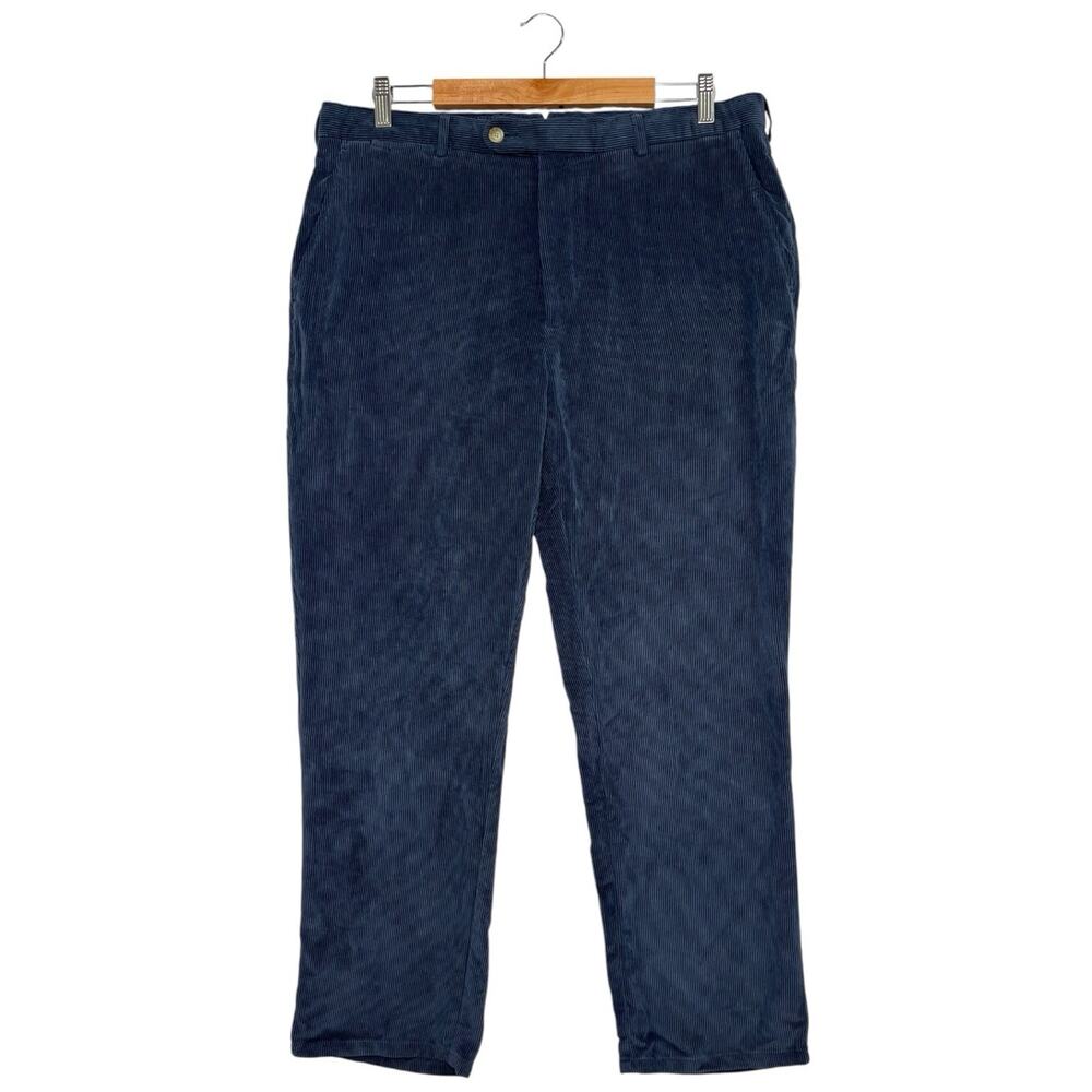 Peter Millar Nanoluxe Pants Mens 36 Blue Corduroy Flat Front Casual Preppy